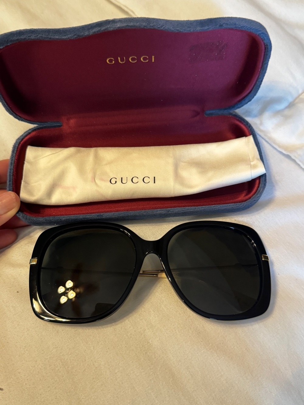 Gucci Women’s Black Square Oversized Sunglasses with Dark Lenses